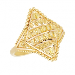 22k Yellow Gold Beaded Kite Fashion Ring